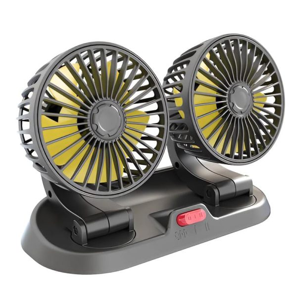 12v Car Dashboard Cooling Fan, Dual Head Fan 360 Degree Rotation Fan For Cars