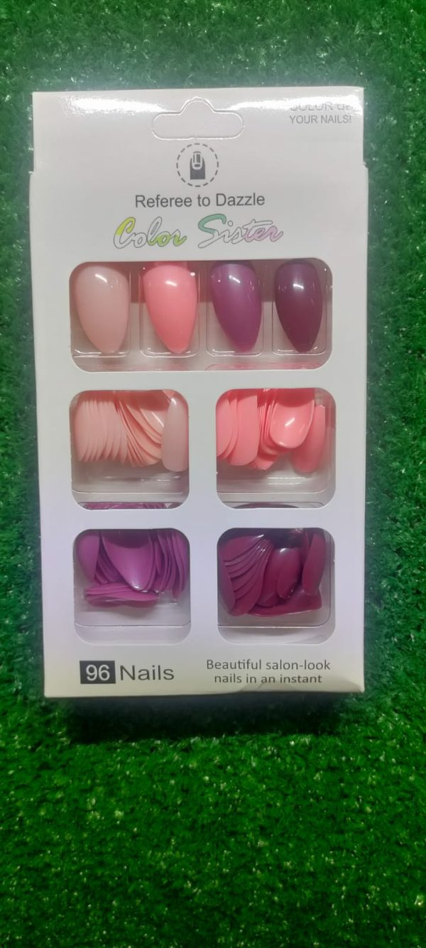 96 Pcs Fake Nails Without Glue Or Sticker Multicolor