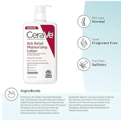 Cerave Itch Relief Moisturizing Lotion With Pramoxine Hydrochloride For Dry Skin (237ml)