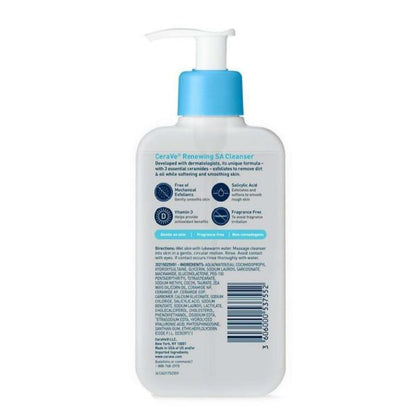 Cerave Renewing Sa Facial Cleanser For Skin Smoothness, Refines Skin Texture, Deeply Nourishing