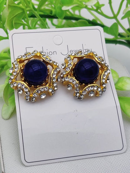 Imported Dual-toned Radiant Stud Earrings