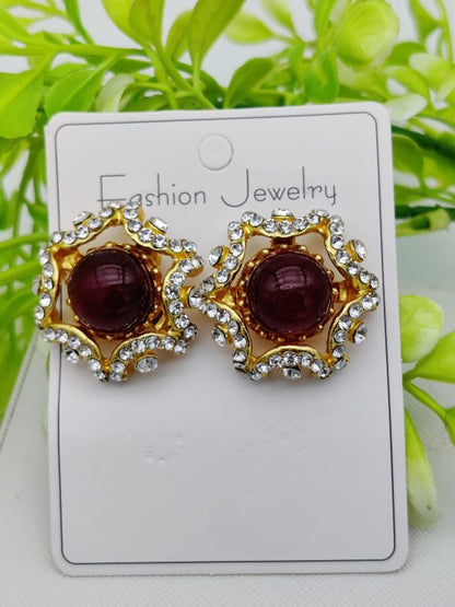 Imported Dual-toned Radiant Stud Earrings