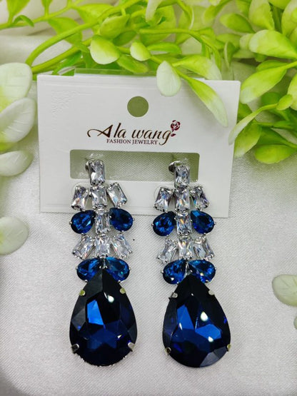 Imported Elegant Blue Crystal Drop Earrings