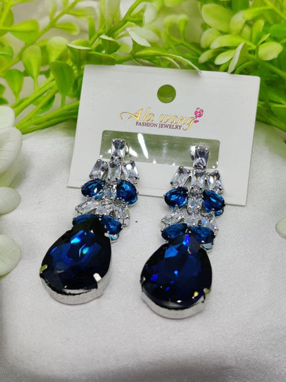 Imported Elegant Blue Crystal Drop Earrings