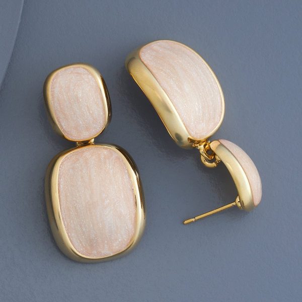 Imported Elegant Dual-tone Rectangular Drop Earrings