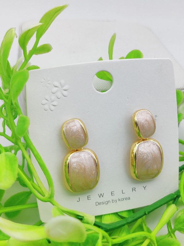 Imported Elegant Dual-tone Rectangular Drop Earrings