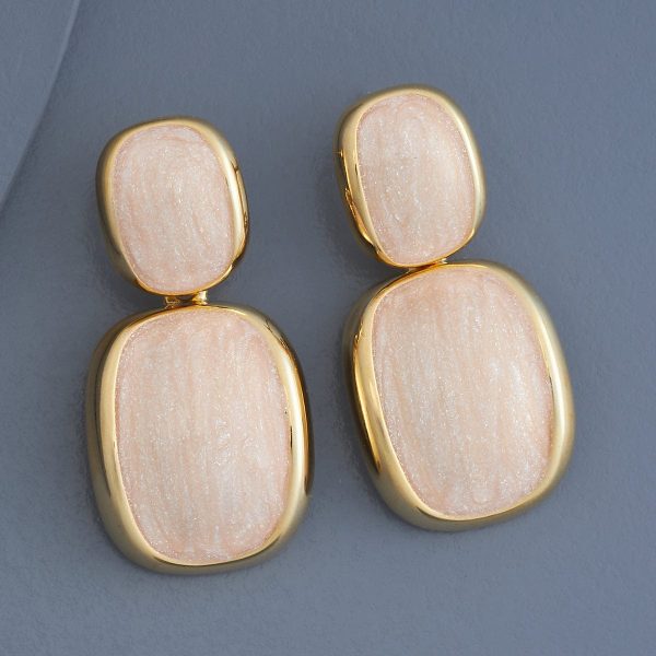 Imported Elegant Dual-tone Rectangular Drop Earrings