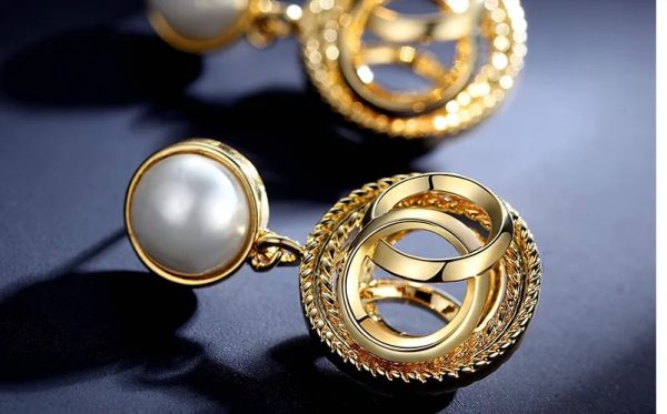 Pearl Stud With Circular Drop Earring European Style Earrings For Women