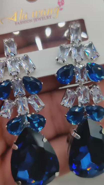 Imported Elegant Blue Crystal Drop Earrings