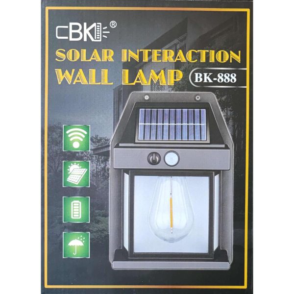 Solar Rechargeable Interaction Wall Lamp Bk-888 | Best Quality Wall Lamp | Waterproof Intelligent Induction Wall Lamp For Courtyard Garden Night Light