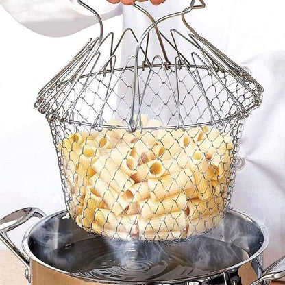 Colander, Mesh Steam Rinse Strain Fry Basket Deep Fryer