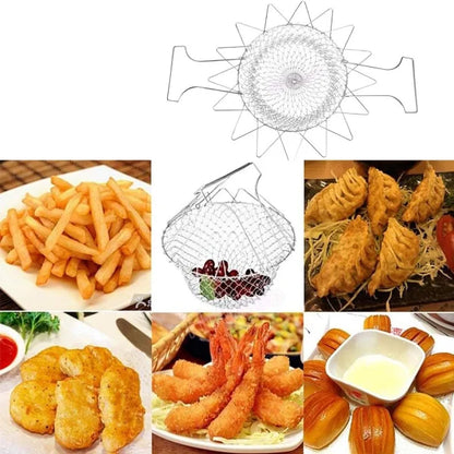 Colander, Mesh Steam Rinse Strain Fry Basket Deep Fryer