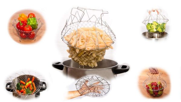 Colander, Mesh Steam Rinse Strain Fry Basket Deep Fryer